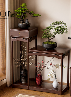 中式实木花架子客厅落地式2024新款室内多层放花的花台置物展示架