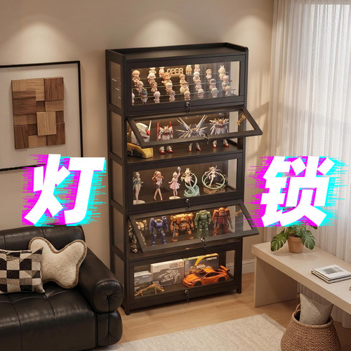 手办展示柜透明带灯痛柜展示盒