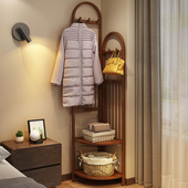 转角衣帽架家用卧室落地式 实木挂衣架办公室房间小型置物收纳层架