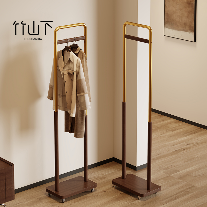 中古风落地式挂衣架移动衣帽架