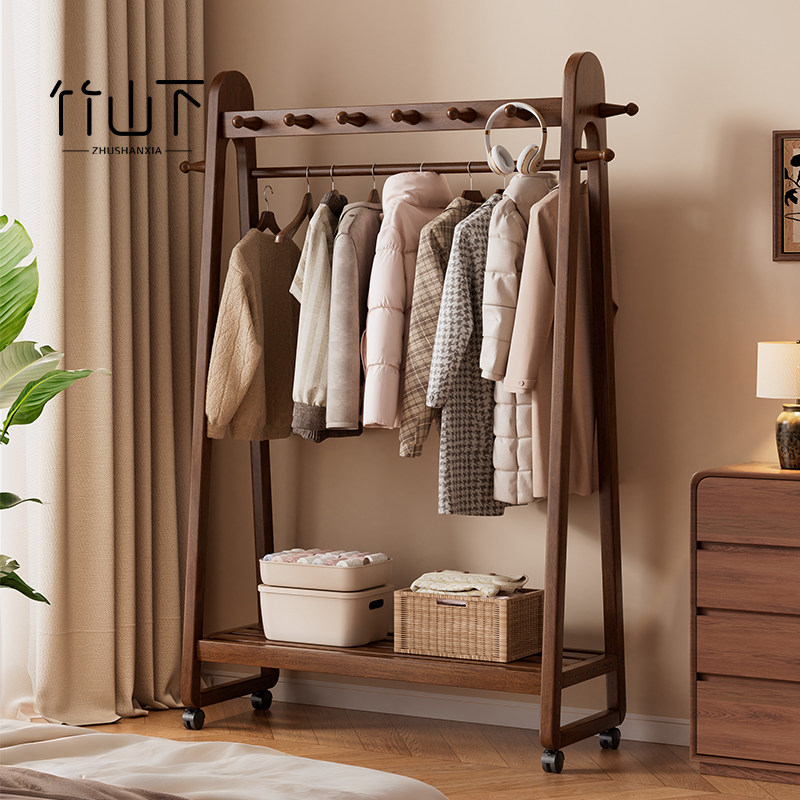 实木落地式衣帽架新款次净衣架卧室家用挂衣架脏衣篓收纳衣服架子,住宅家具,衣帽架,淘宝优惠券,粉丝福利购,淘宝优惠卷