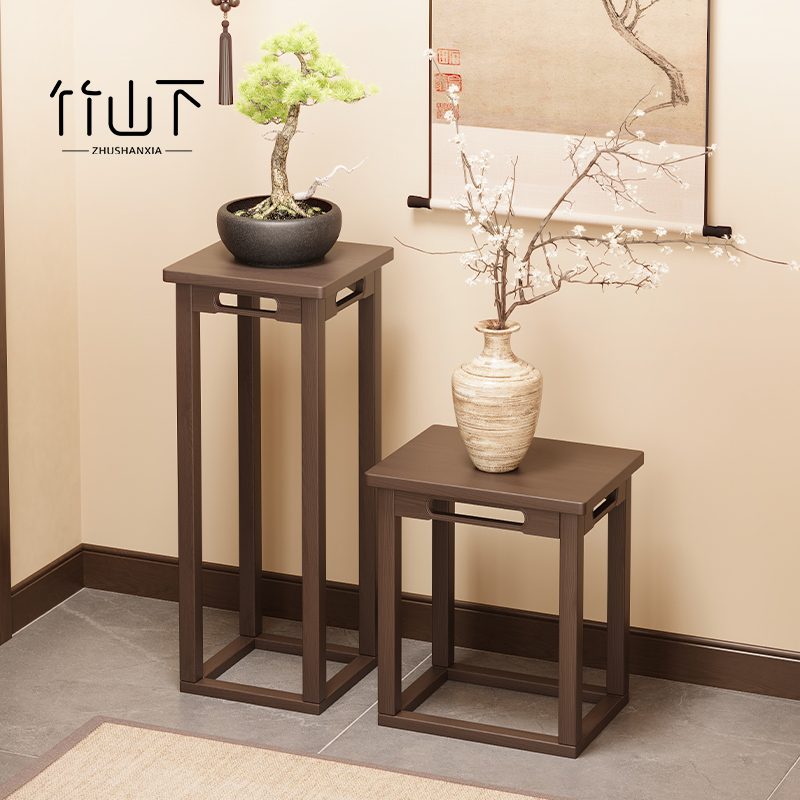 实木花架子客厅落地式绿萝盆栽