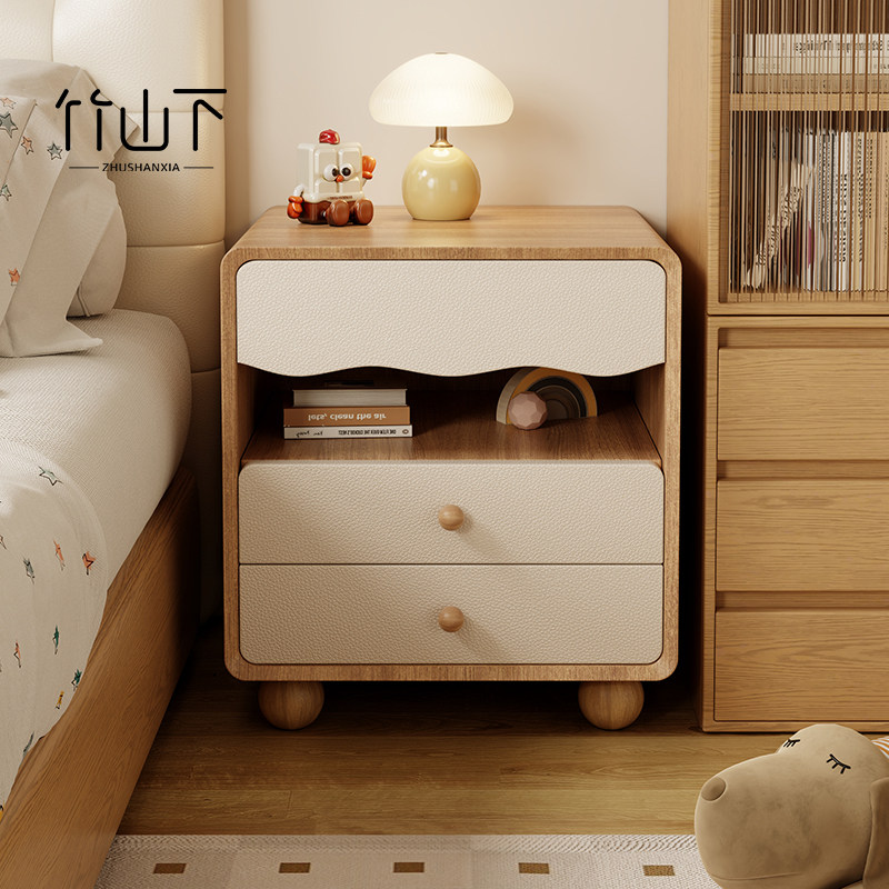 实木儿童床头柜小型家用卧室中古奶油风简约床边夹缝收纳置物柜子,住宅家具,床头柜,淘宝优惠券,粉丝福利购,淘宝优惠卷