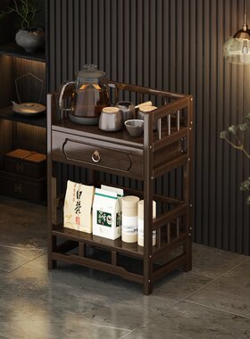 茶柜置物架新中式博古架茶叶茶边茶水柜客厅置物柜竹子储物边柜子