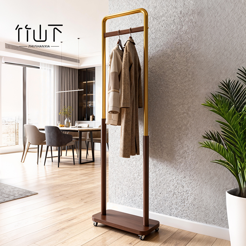 中古风落地式挂衣架移动衣帽架