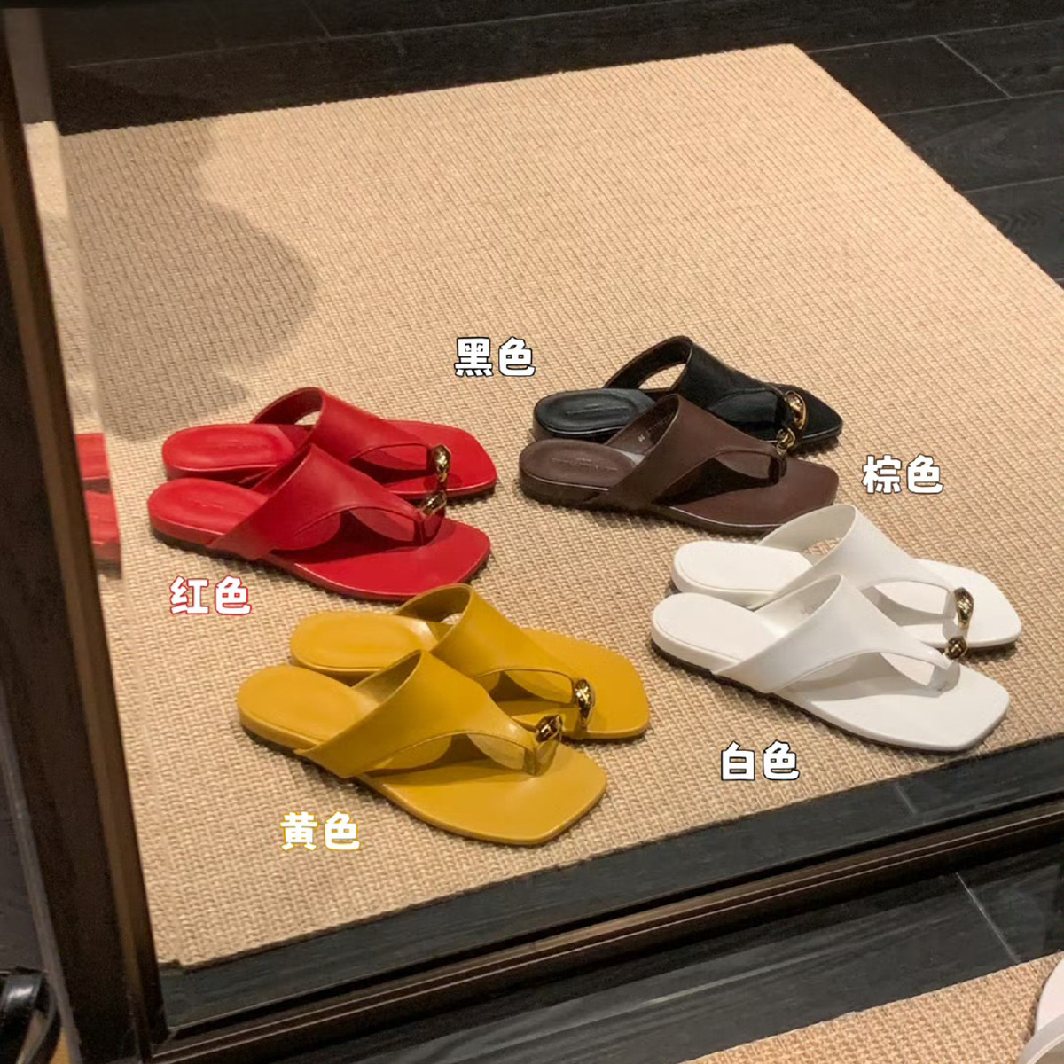 大码拖鞋女41-43小金扣~方头
