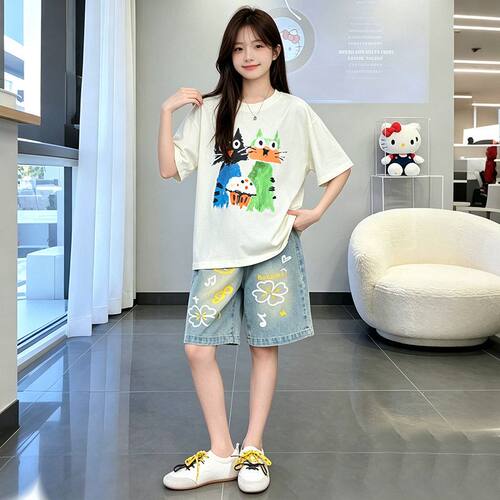 女童休闲短袖短裤夏季套装2026