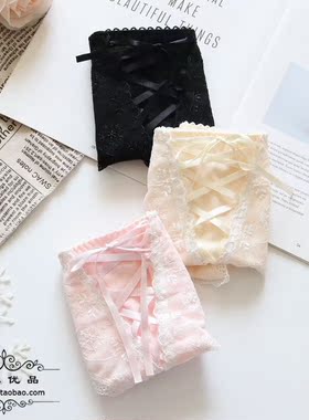 N333舒适女士中腰透气纯棉面料丝带无痕女生包臀内裤 M/L/XL