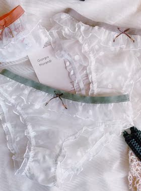 N582舒适女士中腰网纱蕾丝面料波点甜美舒适白色女生内裤M/L/XL