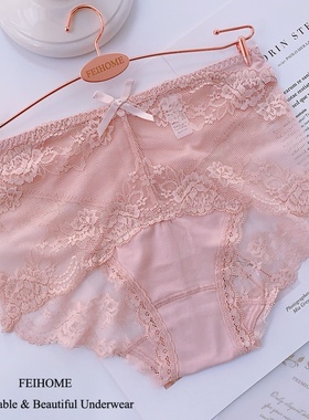 女士中高腰薄款透气包臀女式短裤柔软莫代尔棉蕾丝内裤加大码K550