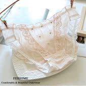 N685舒适女士内裤 大码 中低腰网纱蕾丝纯棉裆花朵刺绣精致女式 短裤