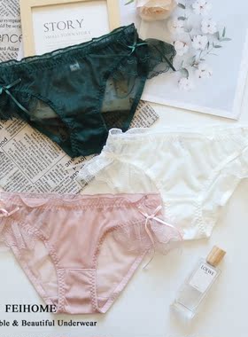 N629舒适女士中低腰网纱女式短裤飞边蕾丝透气薄款女生内裤M/L/XL