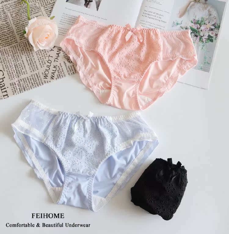 N541舒适女士中低腰女生蝴蝶结