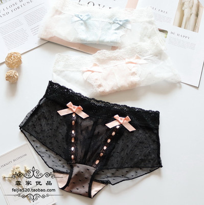 舒适中腰超柔网纱蕾丝内裤