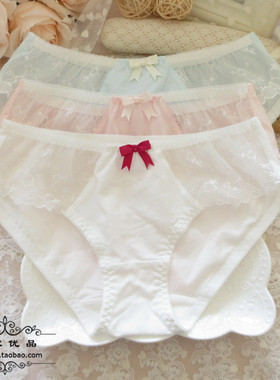 N124舒适舒适女士女生中低腰纯棉配蕾丝内裤 M/L/XL