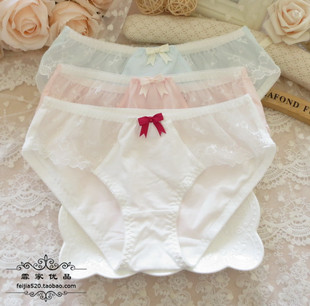 N124舒适舒适女士女生中低腰纯棉配蕾丝内裤
