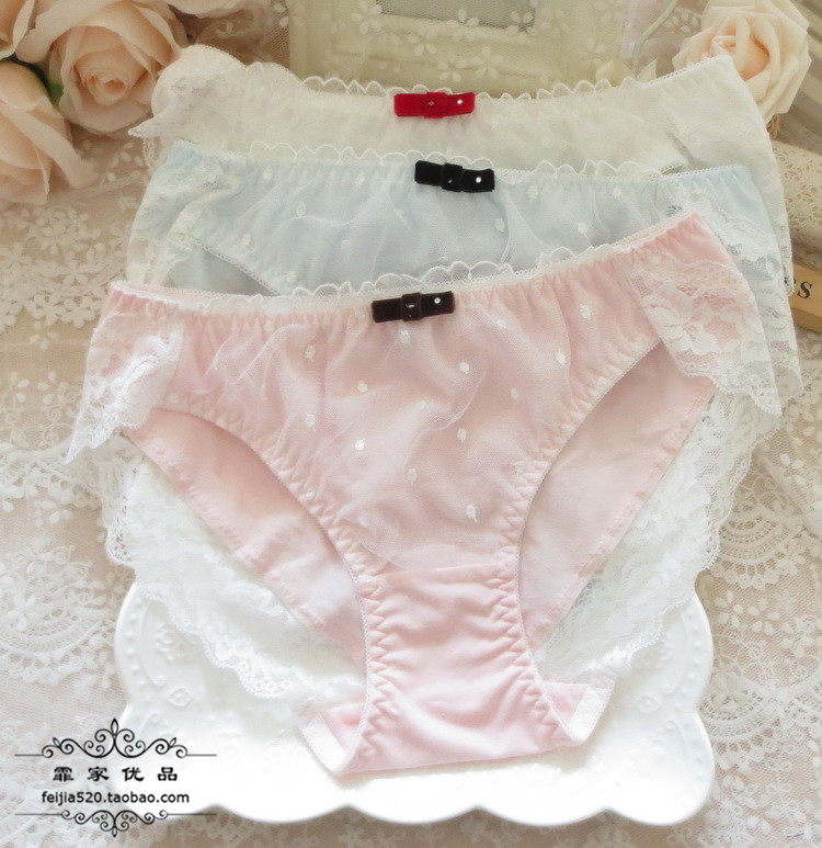 N107舒适舒适女士中腰纯棉宽蕾丝边无痕女生内裤 M/L/XL