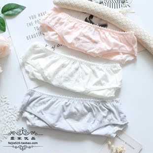 N309舒适女士中低腰纯棉独角兽图案木耳边可爱学生女生内裤