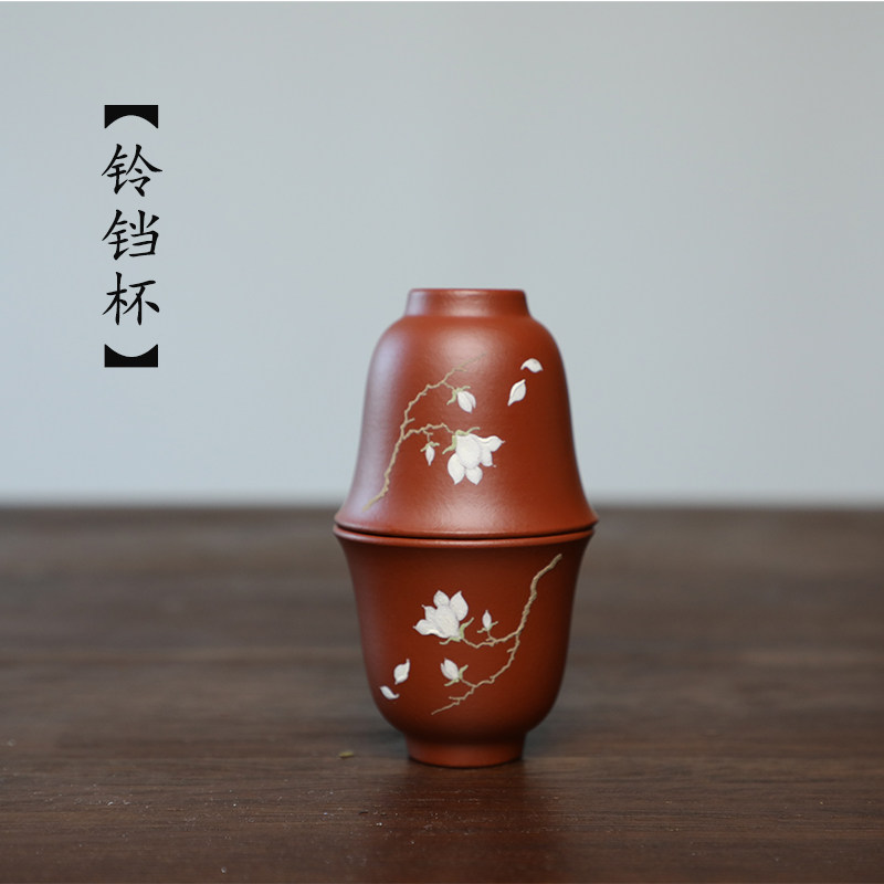 昊陶 铃铛杯 泥绘 朱泥 黄金段 降坡泥 紫砂主人杯 小口杯 小杯子