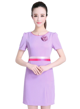 韩式美容院工作服时尚美容师工作服连衣裙秋冬职业化妆品工作服女