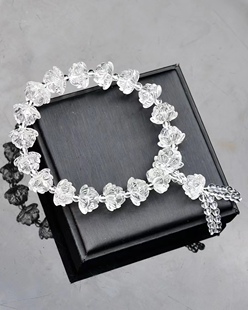 白水晶十八子莲花手链手持真正白水晶全净体