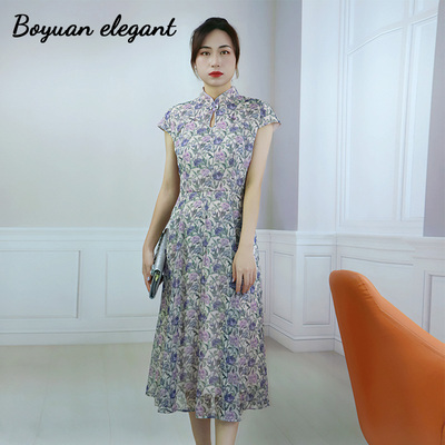 新中式盘扣旗袍改良版连衣裙女