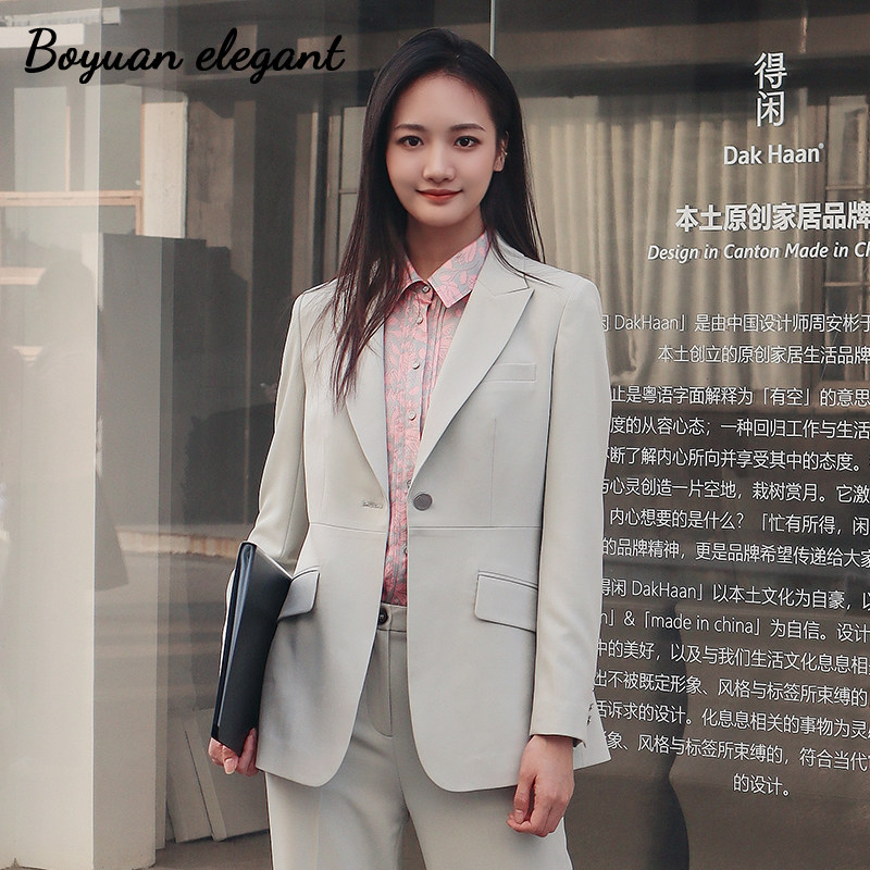 柏媛简约收腰职业面试上衣2026新款通勤气质修身一粒扣西装外套女