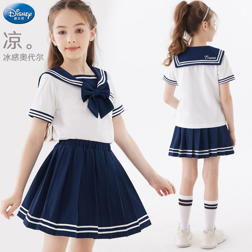 迪士尼学院风夏季女童JK裙子套装