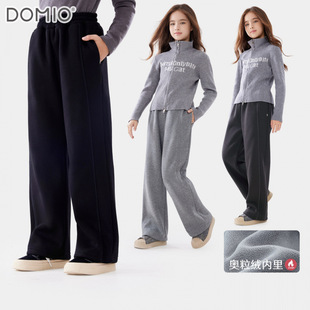 女童裤子冬季新款儿童加绒加厚直筒裤大童青少年休闲长裤保暖童装