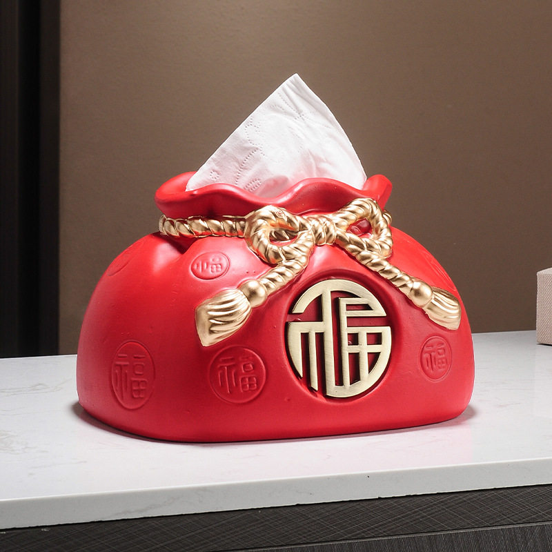 福袋陶瓷纸巾盒高级感新中式创意家用客厅茶几餐桌喜庆摆件抽纸盒,家居饰品,装饰纸巾盒,淘宝优惠券,粉丝福利购,淘宝优惠卷