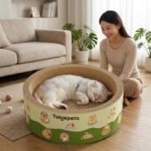 圆形加深猫抓板玩具耐磨不掉屑一体猫抓盆猫爪板耐抓特大号猫窝