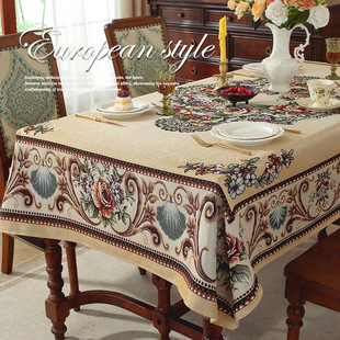 桌垫布艺六人桌台布家用加厚防烫餐桌布长方形茶几垫 风格 新款 欧式