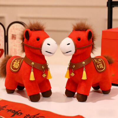 马年吉祥物仿真小红马毛绒玩具