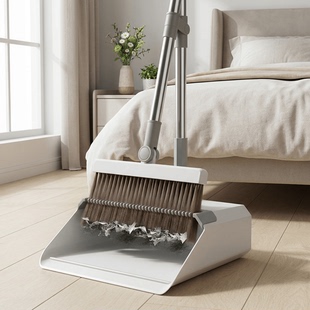 家用可折叠扫把簸箕套装客厅不粘头发可折叠旋转加长软毛刷地刮