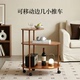 新款 小推车 实木可移动边几中古风沙发边几边桌置物架茶几客厅新款