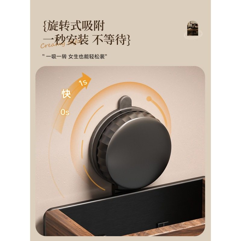 轻奢吹风机置物架黑胡桃木电吹风收纳架浴室免打孔吸盘吹风挂架