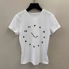 [in Stock] Niche 26 Spring/Summer New White Digital Clock Print Pure Cotton Short Sleeve T-Shirt Women's Slim Fit Top