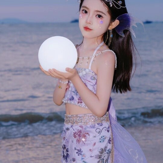2024新款儿童人鱼公主旅拍服饰网红爆款摄影服抹胸美人鱼儿童服装
