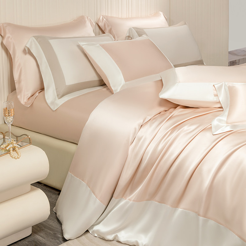 高端真丝四件套100%重磅桑蚕丝床单床笠被套定制丝绸床上用品套件,床上用品,床品套件/四件套/多件套,淘宝优惠券,粉丝福利购,淘宝优惠卷