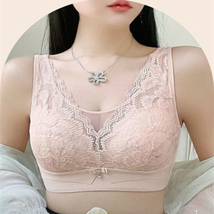 全罩杯蕾丝抹胸防走光薄款 大胸显小无钢圈文胸罩聚拢女士内衣2632