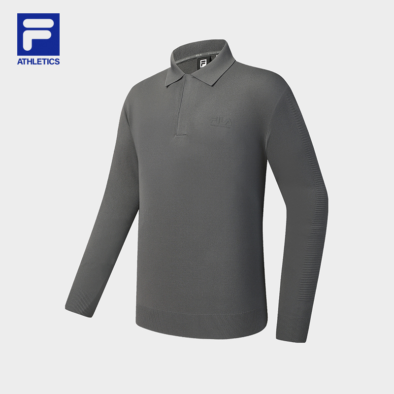 FILA 斐乐官方男子编织衫2025冬新款户外运动简约舒适长袖POLO衫