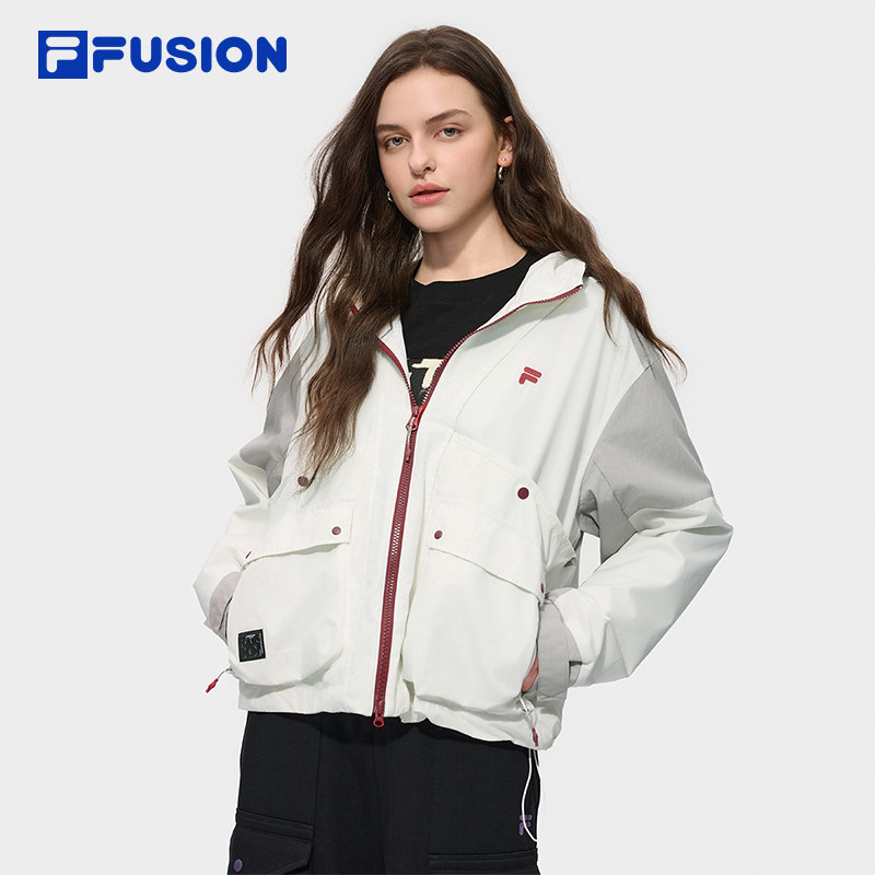 FILA FUSION斐乐潮牌梭织外套女2025冬新款休闲宽松拼色连帽外套,运动服/休闲服装,运动茄克/外套,淘宝优惠券,粉丝福利购,淘宝优惠卷