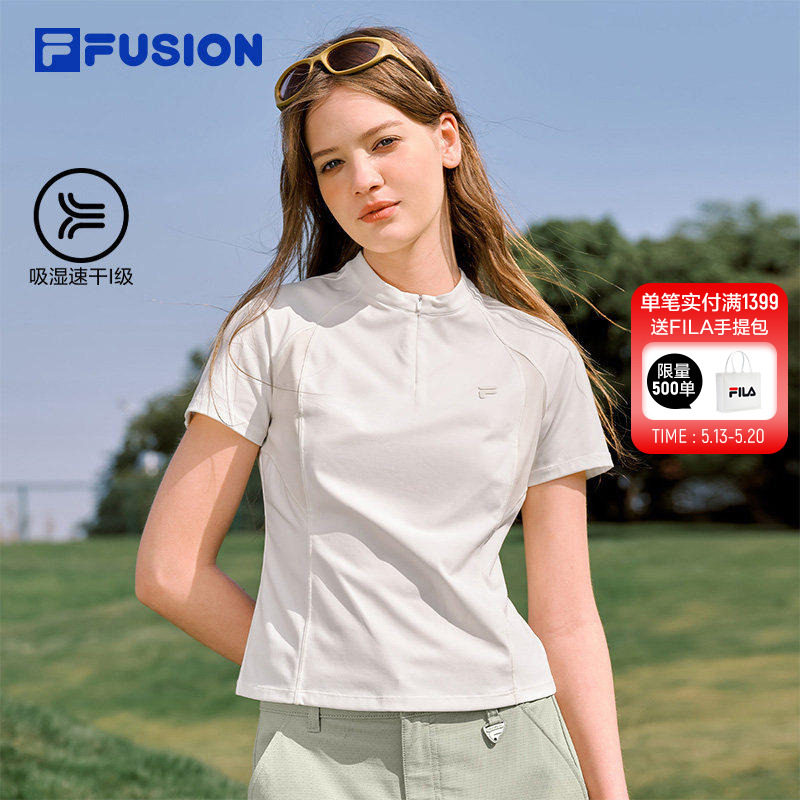 章昊同系列FILA FUSION斐乐潮牌女短袖2026夏新款吸湿
