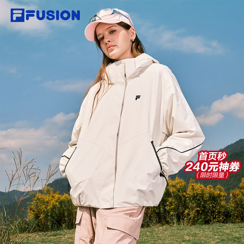 FILA FUSION斐乐潮牌女士上衣两件套2026春新款宽松保暖棉服外套