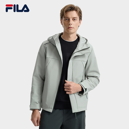FILA 斐乐官方男士梭织外套冬季百搭时尚简约舒适休闲连帽上衣