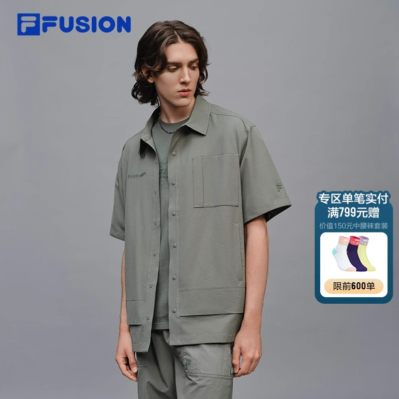FILAFUSION斐乐男梭织短袖外套
