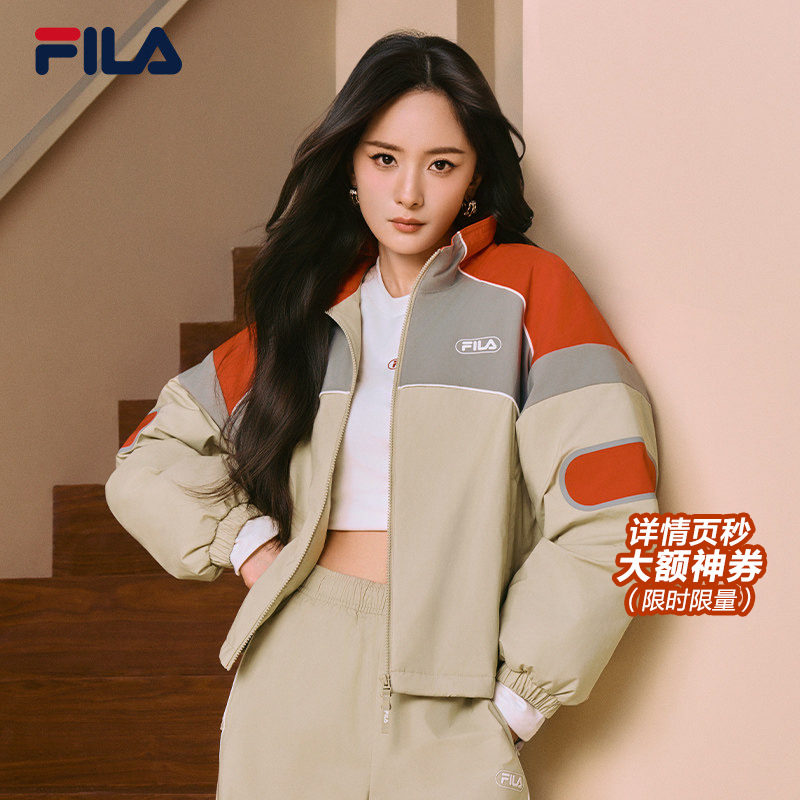 【杨幂同款】FILA 斐乐官方女士棉服2025冬新款宽松保暖立领外套