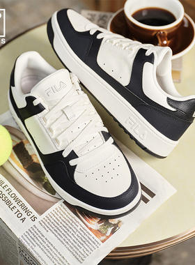 【易烊千玺同款】FILA 斐乐男情侣TARGA 1+网球圆盾板鞋休闲鞋子