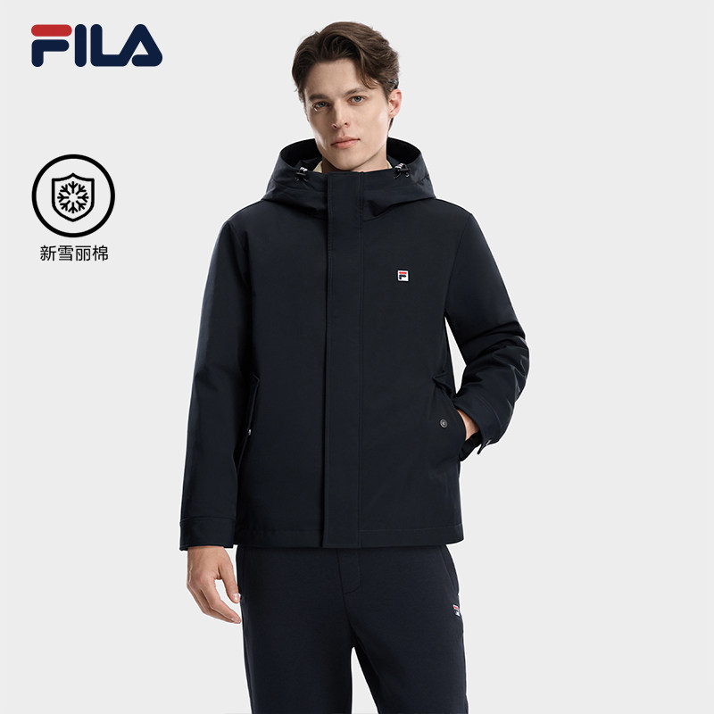 FILA斐乐男士棉服26冬季休闲日常连帽外套保暖运动新雪丽棉上衣