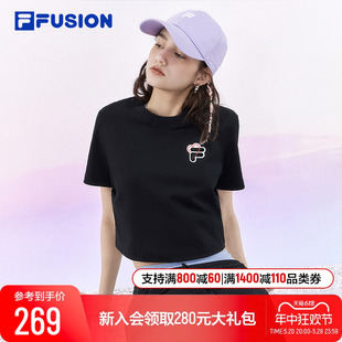 新款 FILA T恤2024夏季 爱心休闲运动上衣 FUSION斐乐潮牌女短袖 修身